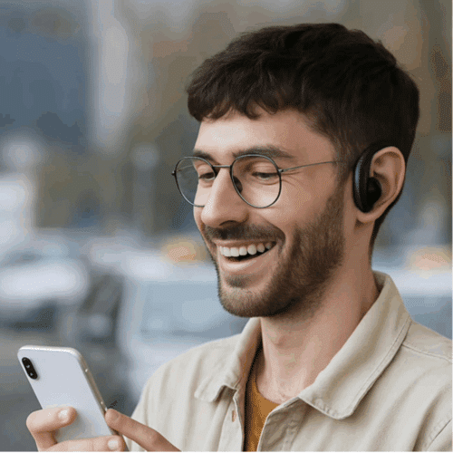Person using earbuds